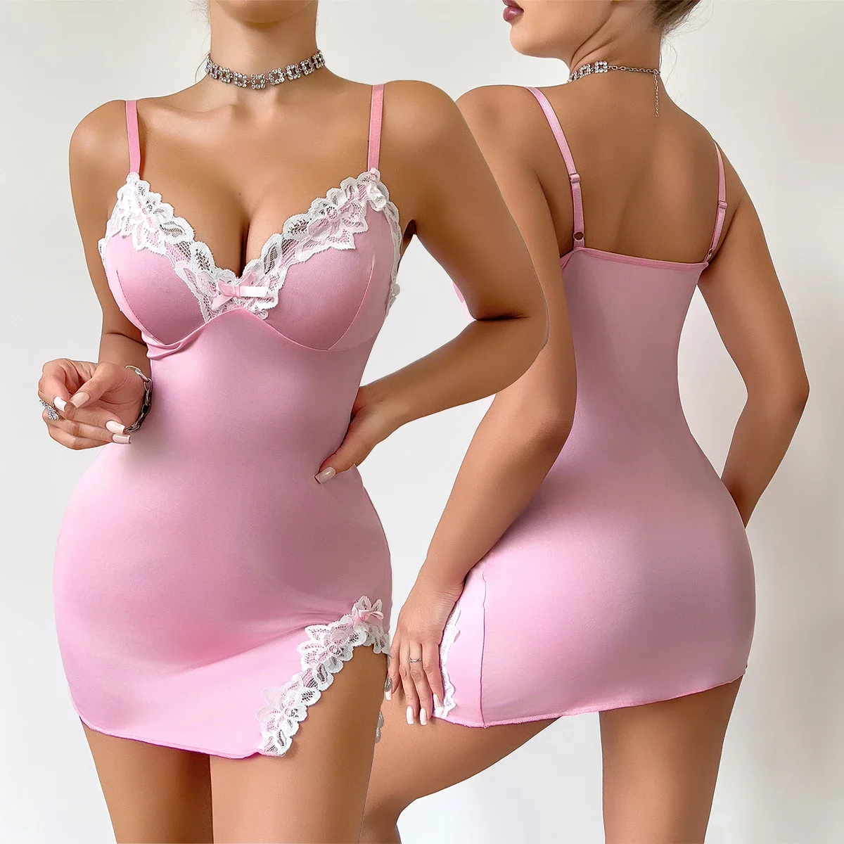 Summer hot Women Nightdress Seductive Pink Deep V Sleeveless Fashion Lace Sleep Pajamas Dress Ladies Lingerie Nightgown Homewear
Summer hot Women Nightdress Seductive Pink Deep V Sleeveless Fashion Lace Sleep Pajamas Dress Ladies Lingerie Nightgown Homewear