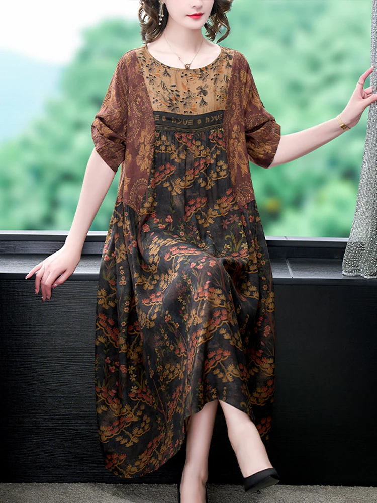 NYFS 2024 Summer New Vintage Patchwork Womens Dresses Vestidos Robe Ete Femme Elbise Loose Human silk Short Sleeve Long Dress
NYFS 2024 Summer New Vintage Patchwork Womens Dresses Vestidos Robe Ete Femme Elbise Loose Human silk Short Sleeve Long Dress