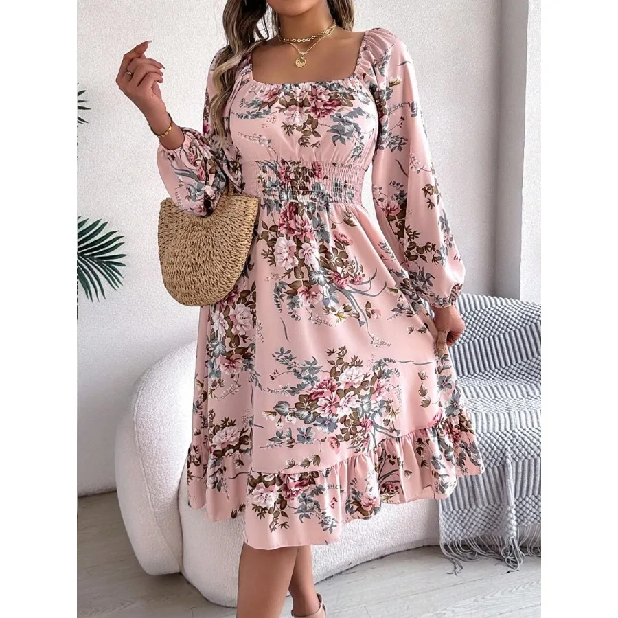 【New style】Autumn And Winter Leisure Vacation Small Floral Solid Color Square Neck Long Sleeve Women's Dress
【New style】Autumn And Winter Leisure Vacation Small Floral Solid Color Square Neck Long Sleeve Women's Dress