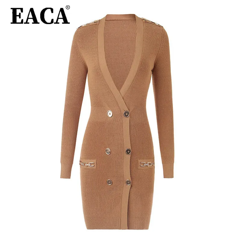 EACA Autumn Temperament Knit Skirt Camel Casual Fashion Coat Dress Chain Decorative Texture 2025 New Model
EACA Autumn Temperament Knit Skirt Camel Casual Fashion Coat Dress Chain Decorative Texture 2025 New Model