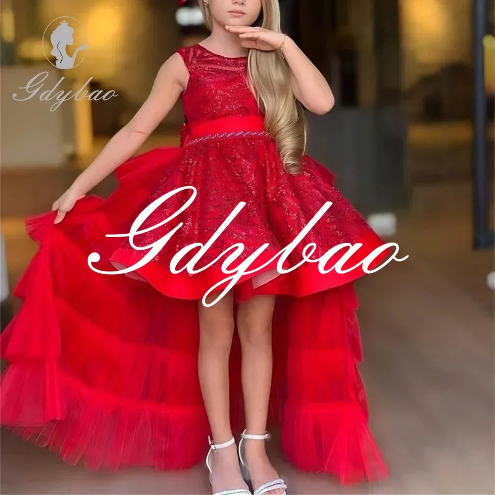 Sequined Applique O Neck Luxury Formal Wedding Party Flower Girl Dress Knee Length Sweep Train First Communion Gown New 2024
Sequined Applique O Neck Luxury Formal Wedding Party Flower Girl Dress Knee Length Sweep Train First Communion Gown New 2024