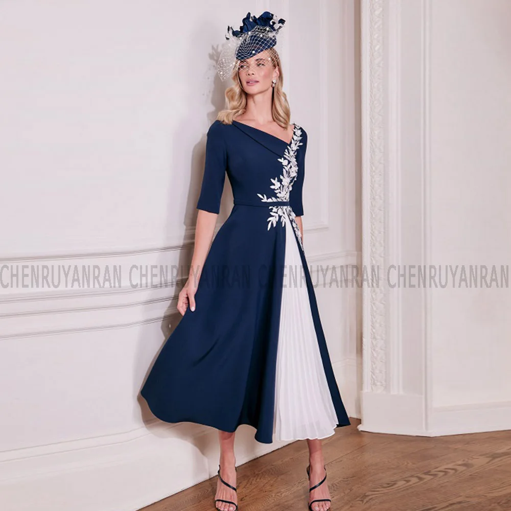 Navy Blue Women's Wedding Party Attire Applique Midi Mother Of The Bride Dresses 2026 Satin Wedding Guest Dresses Customized
Navy Blue Women's Wedding Party Attire Applique Midi Mother Of The Bride Dresses 2026 Satin Wedding Guest Dresses Customized