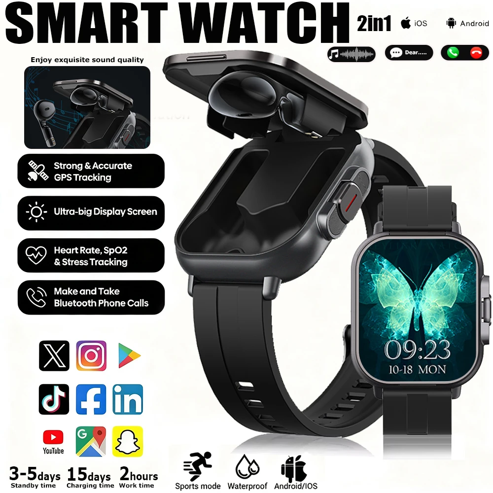 TWS 2in 1 Smart Watch with Headphones Sports Watch Bluetooth Headset Call Watch Men Health Monitor NFC Women Smartwatch Earbuds
TWS 2in 1 Smart Watch with Headphones Sports Watch Bluetooth Headset Call Watch Men Health Monitor NFC Women Smartwatch Earbuds