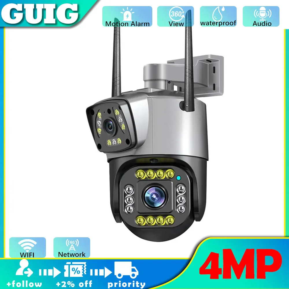 4MPWiFi/4g dual-lens camera PTZ rotating indoor and outdoor security protection mobile body detection outdoor IP CCTV monitoring
4MPWiFi/4g dual-lens camera PTZ rotating indoor and outdoor security protection mobile body detection outdoor IP CCTV monitoring