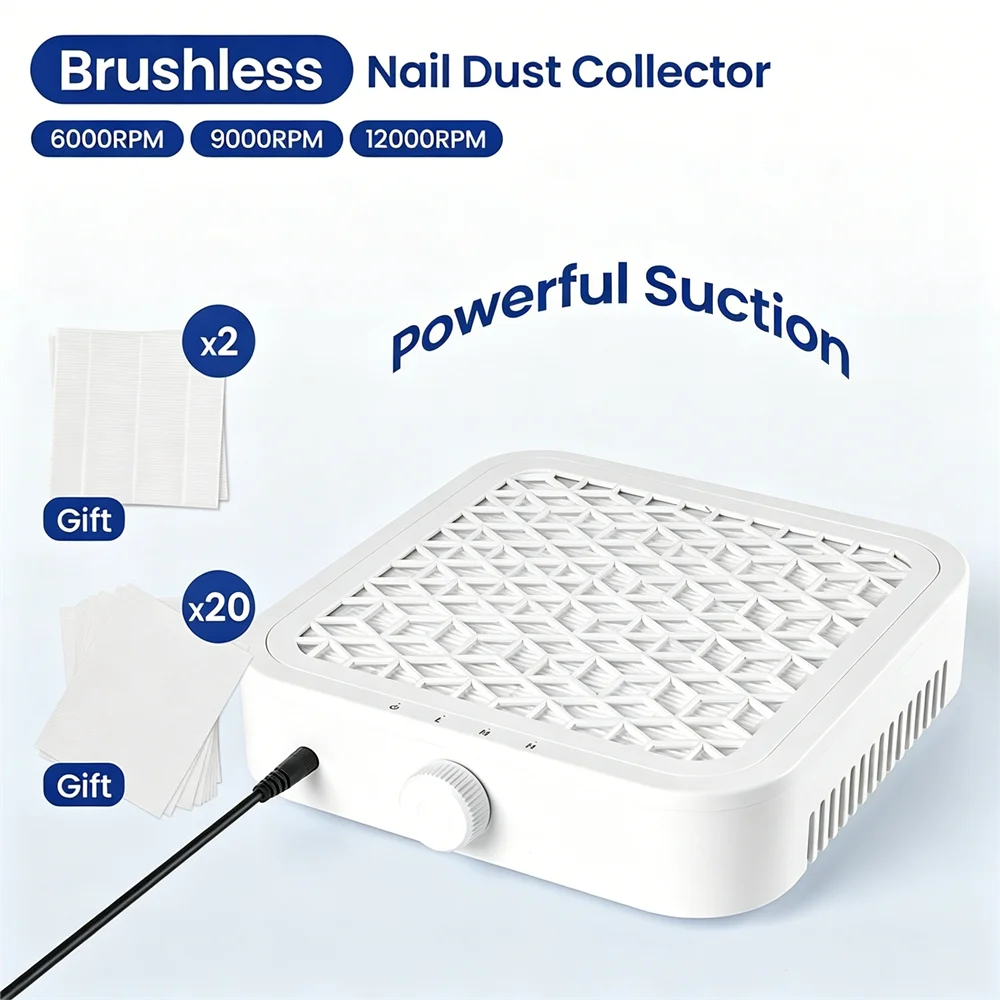 12000RPM Suction Powerful Nail Dust Collector Brushless Nail Dust Extractor Nail Art Manicure Fan Vacuum Cleaner With 2 Filter
12000RPM Suction Powerful Nail Dust Collector Brushless Nail Dust Extractor Nail Art Manicure Fan Vacuum Cleaner With 2 Filter