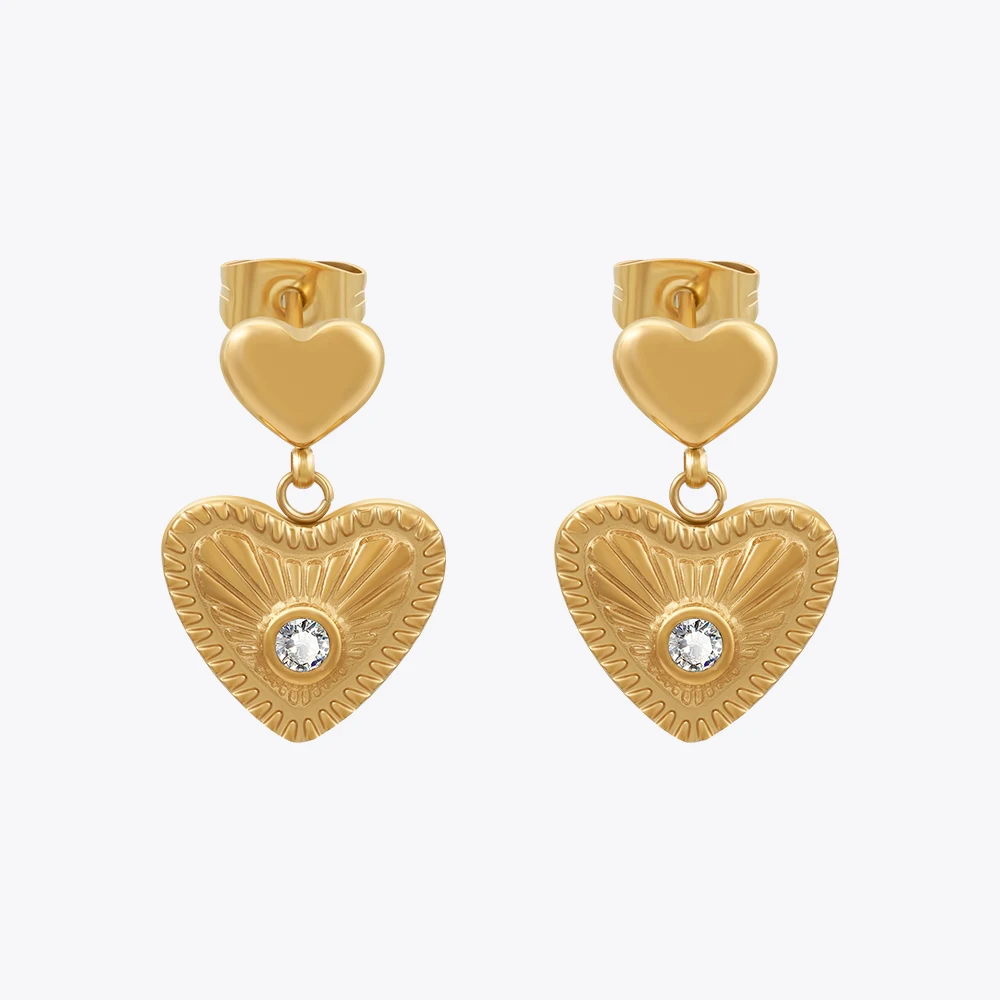 ENFASHION Pendientes Heart Zircon Drop Earrings For Women Trendy Stainless Steel Gold Color Eardrop Fashion Simple Jewelry1509
ENFASHION Pendientes Heart Zircon Drop Earrings For Women Trendy Stainless Steel Gold Color Eardrop Fashion Simple Jewelry1509