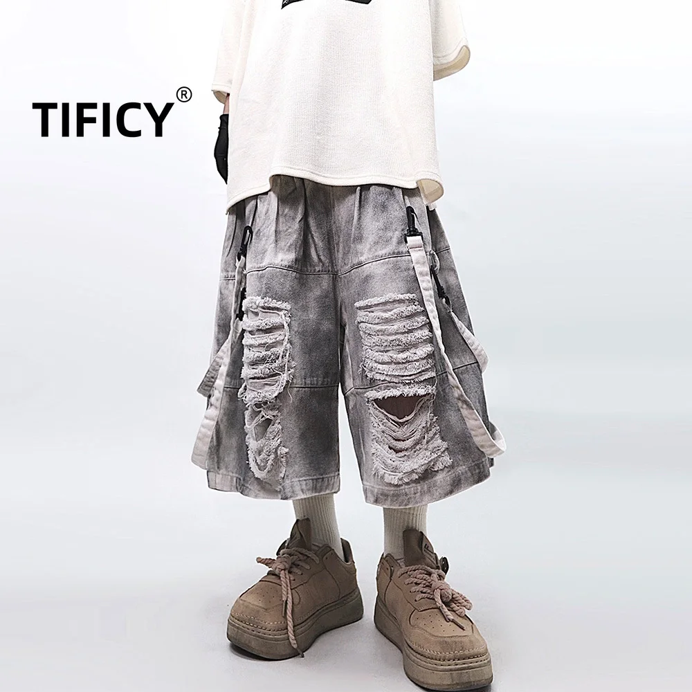 High Street Jean Shorts Men's Hip Hop Retro Loose Ripped Denim Shorts, Distressed Washed Straight Leg Cropped Casual Loose Pants
High Street Jean Shorts Men's Hip Hop Retro Loose Ripped Denim Shorts, Distressed Washed Straight Leg Cropped Casual Loose Pants