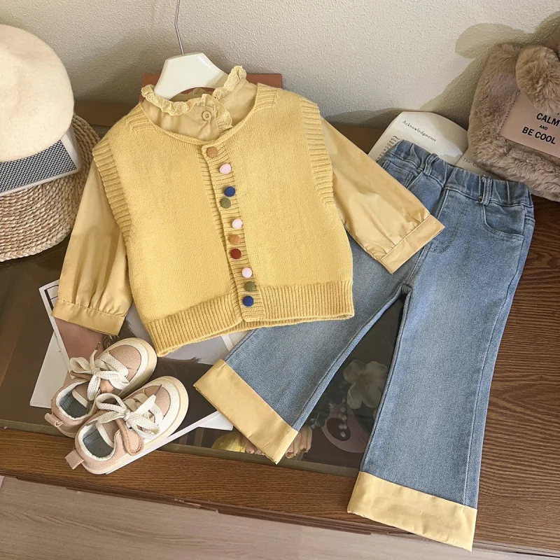 2025Spring New Korean Style Girls' Elegant Long Sleeve Shirt Sweet Casual Jeans2-8Year-Old Children's Clothing
2025Spring New Korean Style Girls' Elegant Long Sleeve Shirt Sweet Casual Jeans2-8Year-Old Children's Clothing