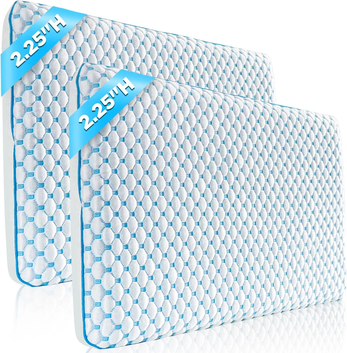 Thin Memory Foam Pillows for Stomach and Back Sleepers, Cooling Gel Pillow for Hot Sleepers, Low Profile 2 Pack 2.25-Inch
Thin Memory Foam Pillows for Stomach and Back Sleepers, Cooling Gel Pillow for Hot Sleepers, Low Profile 2 Pack 2.25-Inch
