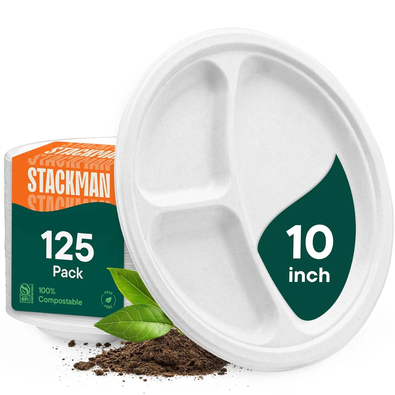 3 Compartment Disposable Paper Plates 10 Inch 125 Pack Heavy Duty Biodegradable Bagasse Sectional Lunch Trays
3 Compartment Disposable Paper Plates 10 Inch 125 Pack Heavy Duty Biodegradable Bagasse Sectional Lunch Trays
