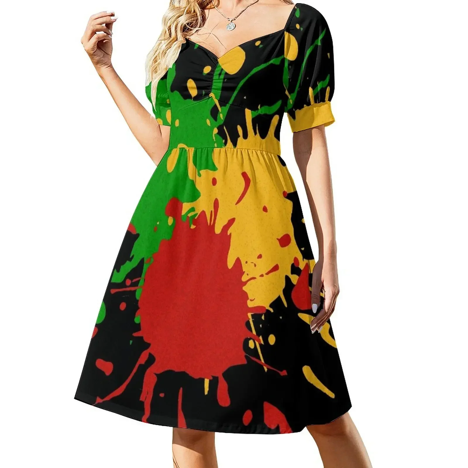 Rastafari Colors - Splashes Green Yellow Red Short-Sleeved Dress dress for women summer Woman's evening dress
Rastafari Colors - Splashes Green Yellow Red Short-Sleeved Dress dress for women summer Woman's evening dress