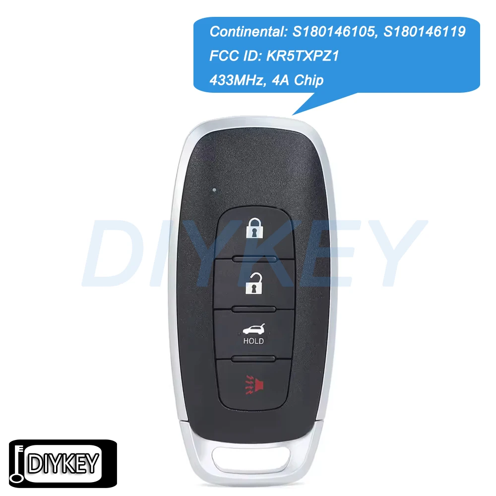 Smart Remote Car Key Fob 433MHz 4A Chip for Nissan Ariya Pathfinder Versa 2022 2023 2024 2025 S180146105, S180146119 KR5TXPZ1
Smart Remote Car Key Fob 433MHz 4A Chip for Nissan Ariya Pathfinder Versa 2022 2023 2024 2025 S180146105, S180146119 KR5TXPZ1