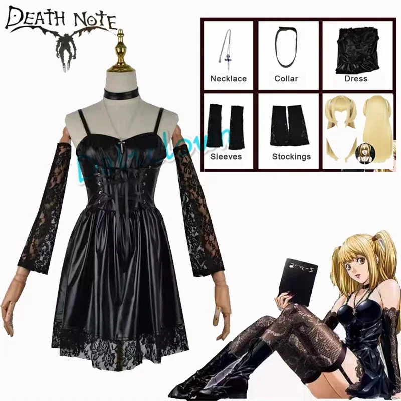 Coslan Anime Death Note Misa Amane Cosplay Costume Amne Faux Leather Sexy Dress Stockings Gloves Clothes Necklace Outfit Hallowe
Coslan Anime Death Note Misa Amane Cosplay Costume Amne Faux Leather Sexy Dress Stockings Gloves Clothes Necklace Outfit Hallowe