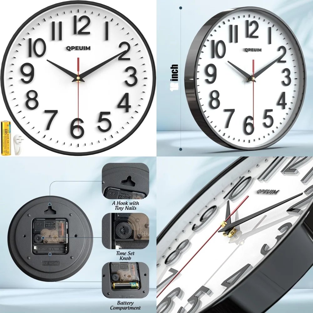 10 Inch Wall Clock Silent Non Ticking Battery Operated Large Round Modern Home Decor Analog Timepiece for Living Room Bedroom
10 Inch Wall Clock Silent Non Ticking Battery Operated Large Round Modern Home Decor Analog Timepiece for Living Room Bedroom