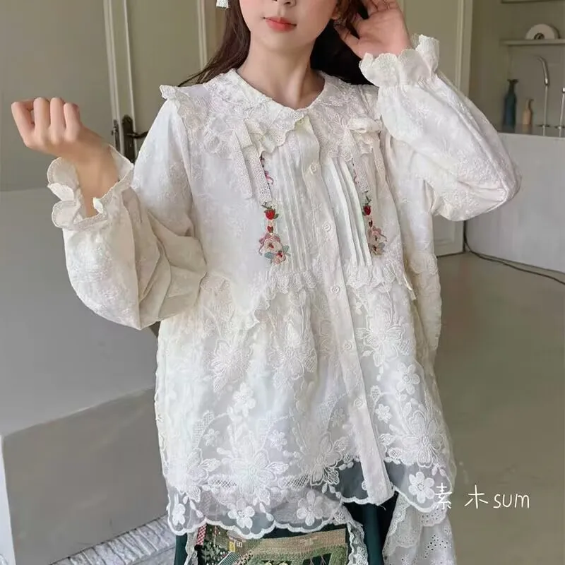 Pastoral Girl CuteEmbroidery Doll Collar Long Sleeve Shirt 2025 Autumn New Sweet Lace Doll Blouse Top
Pastoral Girl CuteEmbroidery Doll Collar Long Sleeve Shirt 2025 Autumn New Sweet Lace Doll Blouse Top