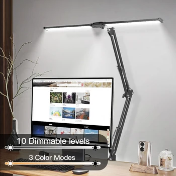 Folding Double Head Led Desk Lamps Stepless Dimmable Eye-Caring 24W Table Lamp Monitor Light for office Study Reading Lighting