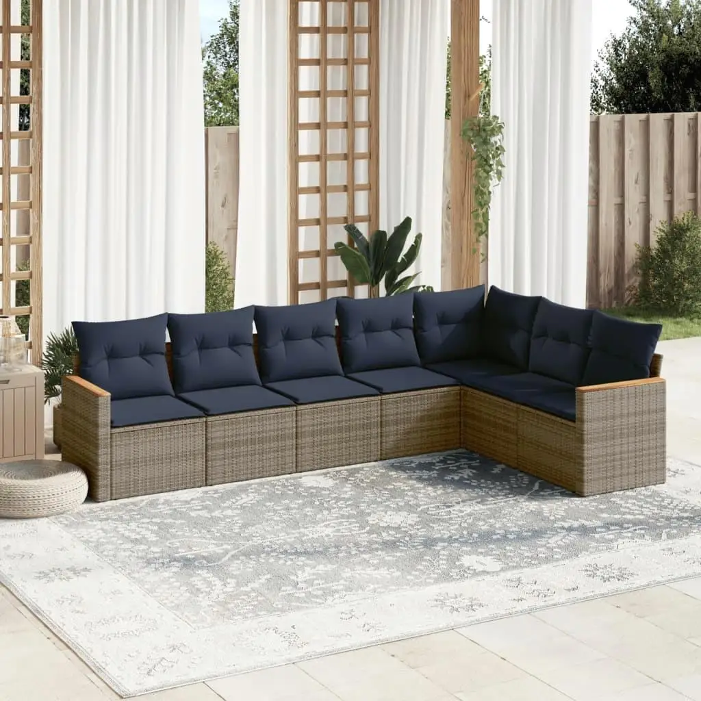 Comfortable 7 Piece Outdoor Patio Sofa Set with Cushions Gray Poly Rattan Garden Furniture
Comfortable 7 Piece Outdoor Patio Sofa Set with Cushions Gray Poly Rattan Garden Furniture