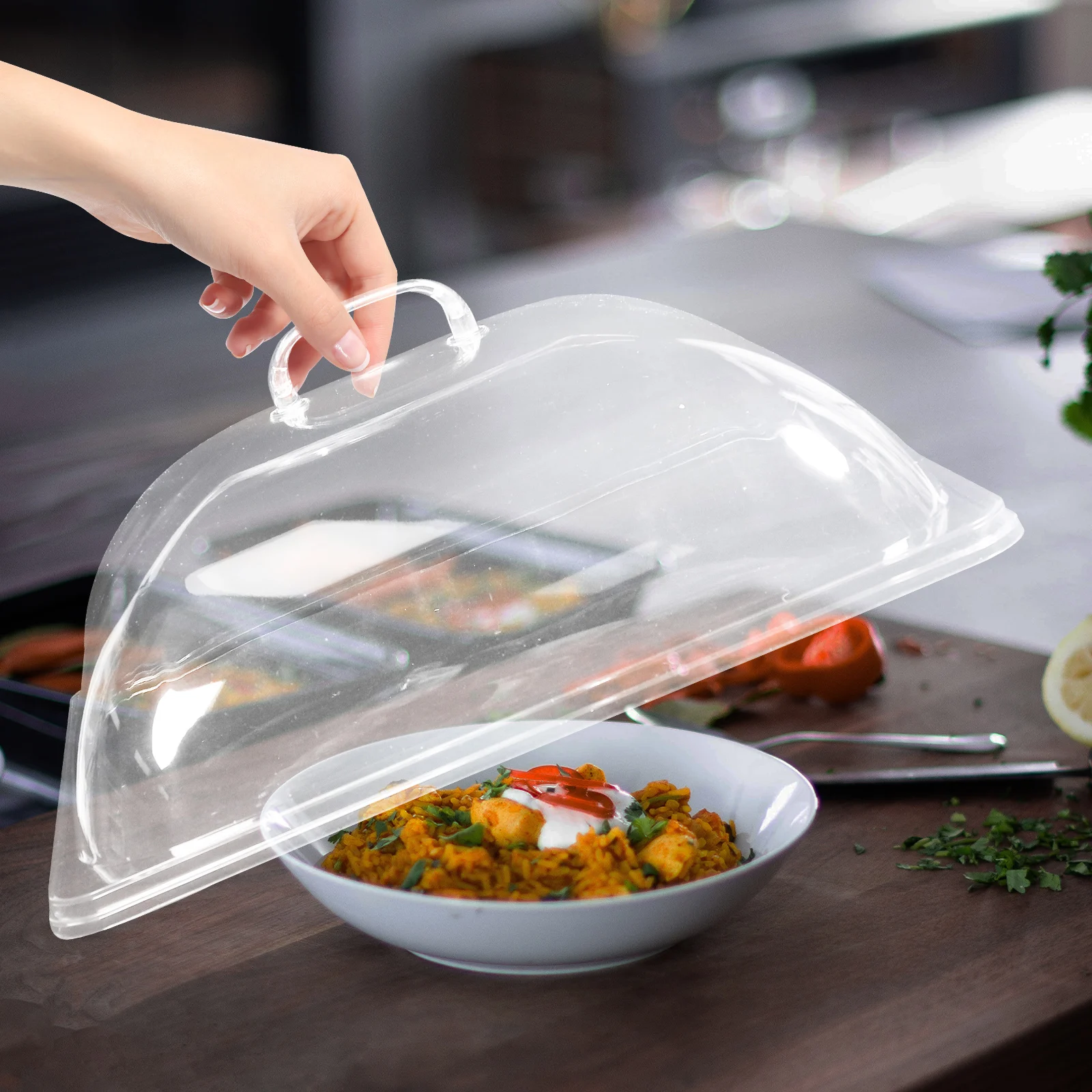 Transparent Acrylic Food Cover 33x27cm Cake Dome Protective Lid for Home Dessert Tray Fruit Plate Preservation Fresh Keeping
Transparent Acrylic Food Cover 33x27cm Cake Dome Protective Lid for Home Dessert Tray Fruit Plate Preservation Fresh Keeping