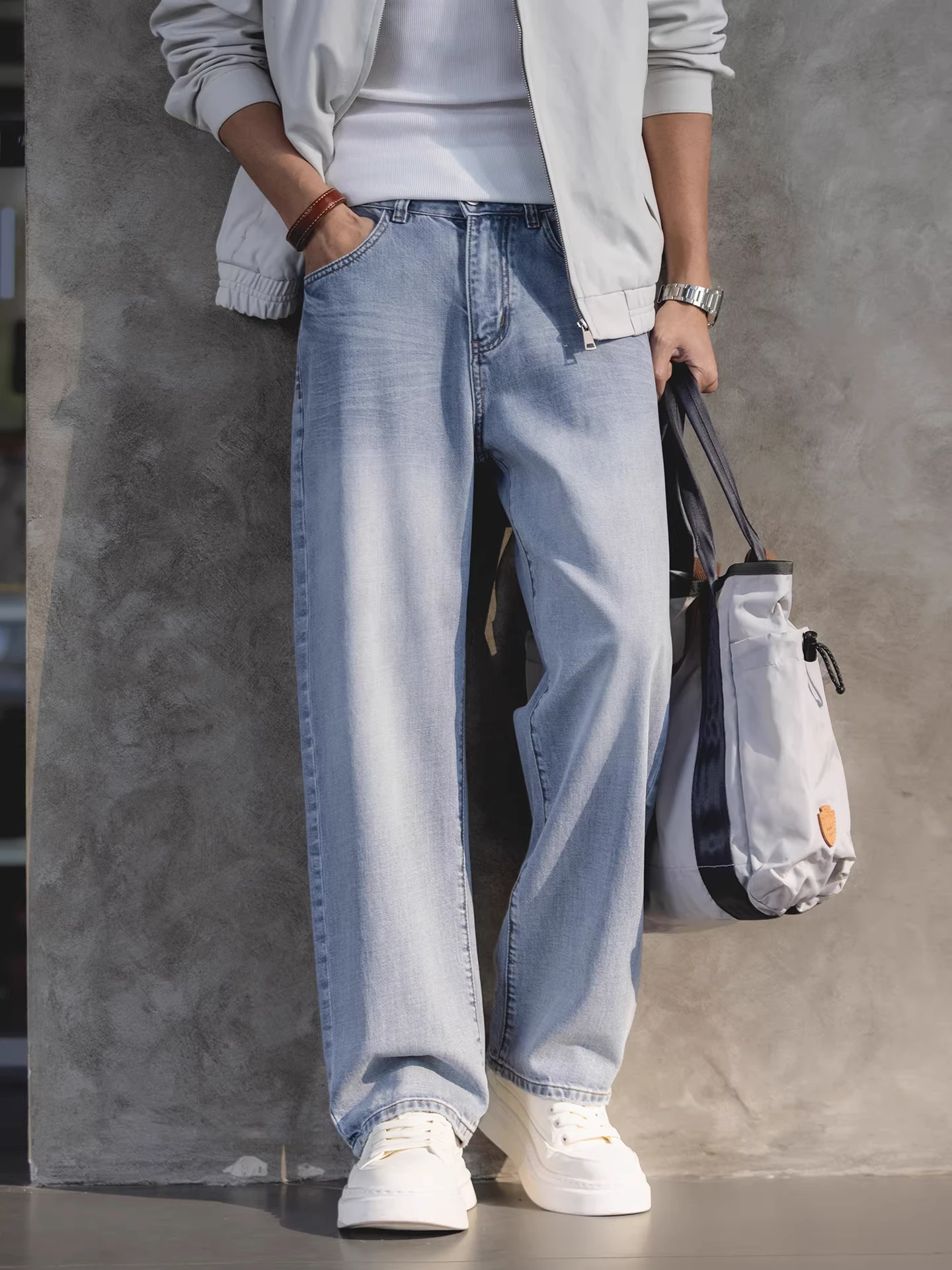 Light Blue Men's Straight Leg Jeans mid Waist Cleanfit Sle Spring New Casual Loose Fit Trousers Wear Resistant Denim
Light Blue Men's Straight Leg Jeans mid Waist Cleanfit Sle Spring New Casual Loose Fit Trousers Wear Resistant Denim