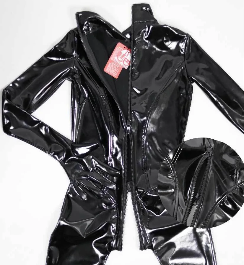 Female Agent Shiny PU Leather Full-Body jumpsuit TikTok Hot Bestseller Futuristic Combat Suit black PVC Faux Latex woman Bodysui
Female Agent Shiny PU Leather Full-Body jumpsuit TikTok Hot Bestseller Futuristic Combat Suit black PVC Faux Latex woman Bodysui