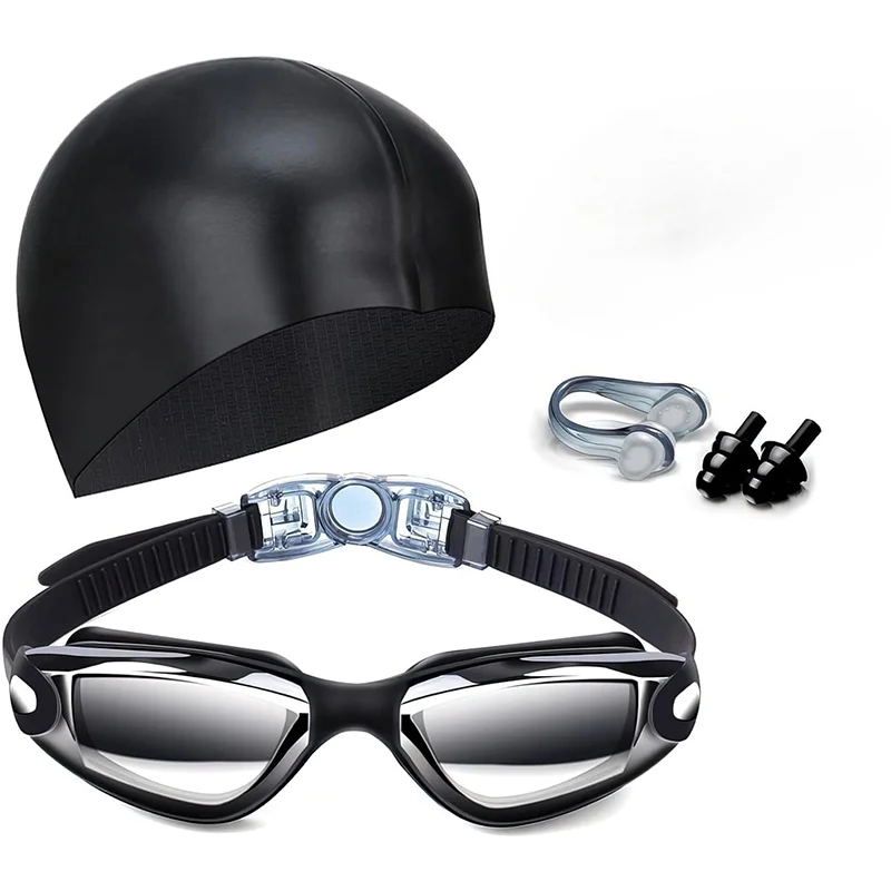 Waterproof, anti-fog, and UV-blocking goggles, along with a swimming cap, nose clip, and earplugs, make up a three-piece swimmin
Waterproof, anti-fog, and UV-blocking goggles, along with a swimming cap, nose clip, and earplugs, make up a three-piece swimmin
