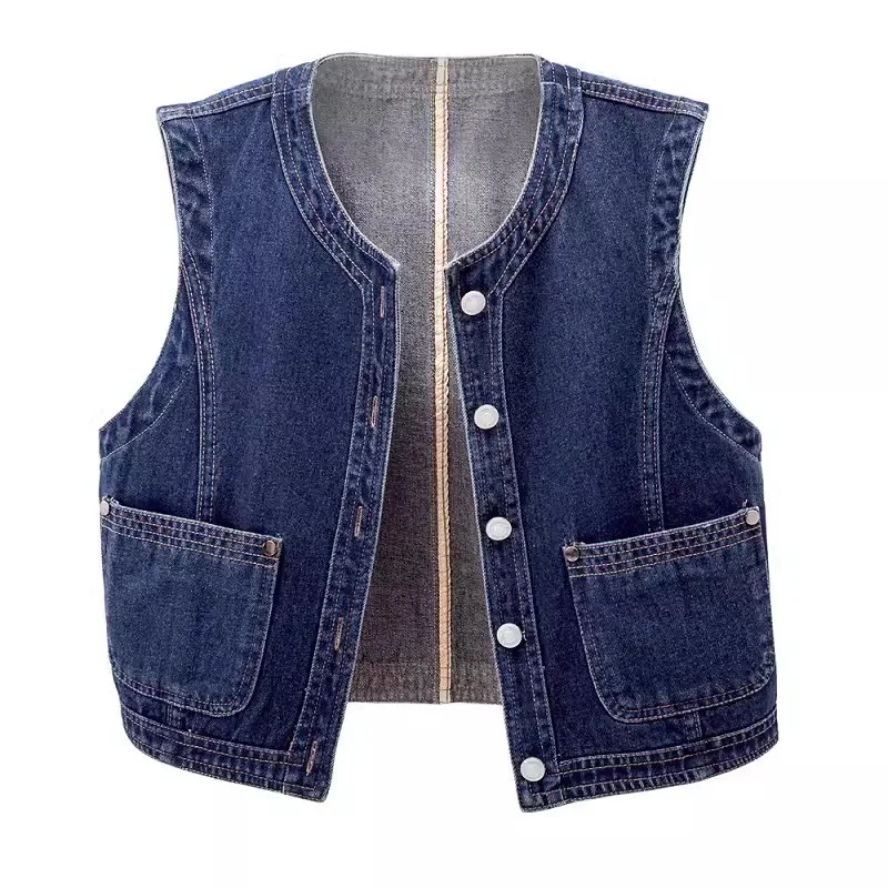 2024 New Spring Summer O neck Denim Waistcoat Jacket Woman Short Slim Sleeveless Coat Vest Female Single Breasted Casual Tops
2024 New Spring Summer O neck Denim Waistcoat Jacket Woman Short Slim Sleeveless Coat Vest Female Single Breasted Casual Tops