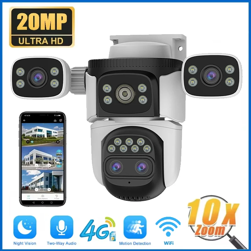 20MP 10K Outdoor 10X Optics Zoom WiFi IP Camera Four Screen Four Lens PTZ Automatic Tracking Dual Lens Waterproof Security CCTV
20MP 10K Outdoor 10X Optics Zoom WiFi IP Camera Four Screen Four Lens PTZ Automatic Tracking Dual Lens Waterproof Security CCTV