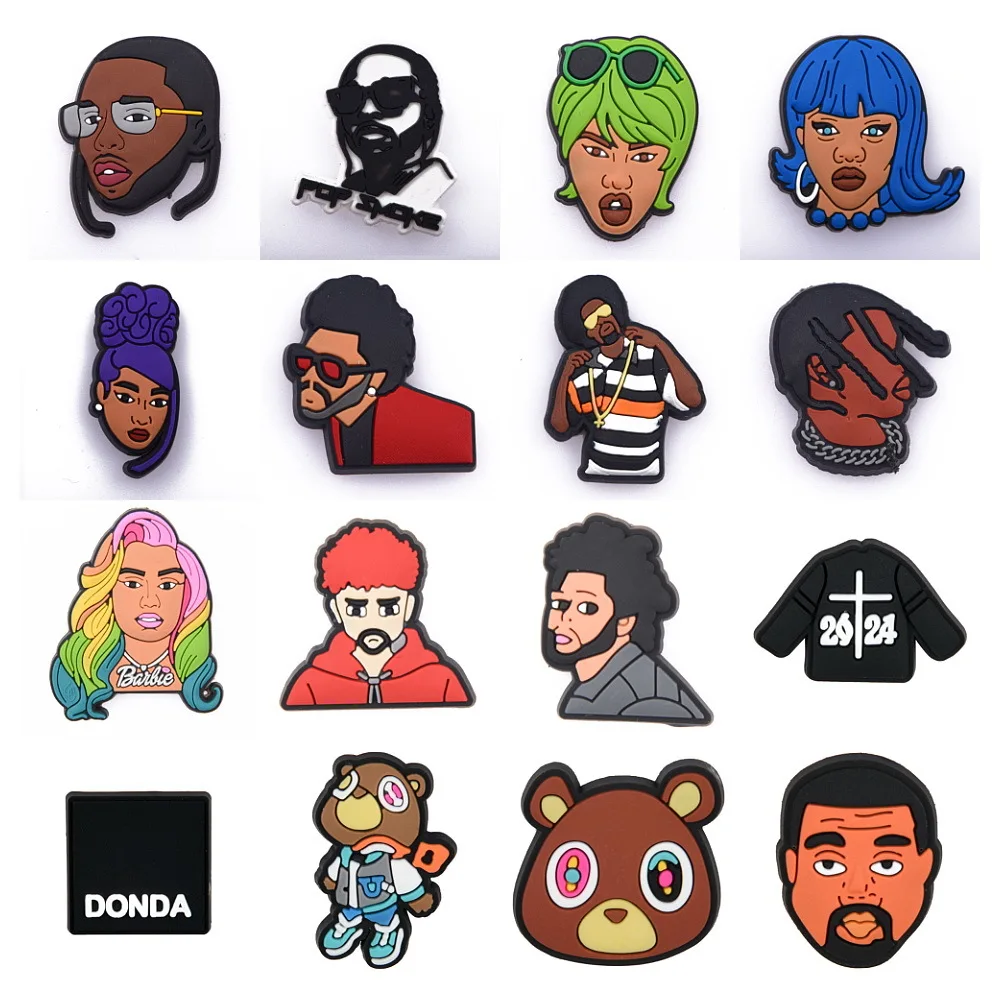Kan Ye Rapper Shoe Decoration Charms Character Shoe Clips Charms PVC Hip Hop Accessories For Men Women Party Gifts
Kan Ye Rapper Shoe Decoration Charms Character Shoe Clips Charms PVC Hip Hop Accessories For Men Women Party Gifts