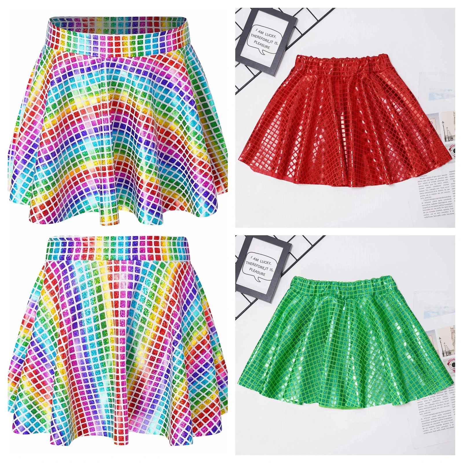 Women Shiny Skirt Elastic Waistband Ruffled Mini Skirts for Cheerleading Dance Music Festival Rave Outfit Clubwear Prom Costumes
Women Shiny Skirt Elastic Waistband Ruffled Mini Skirts for Cheerleading Dance Music Festival Rave Outfit Clubwear Prom Costumes
