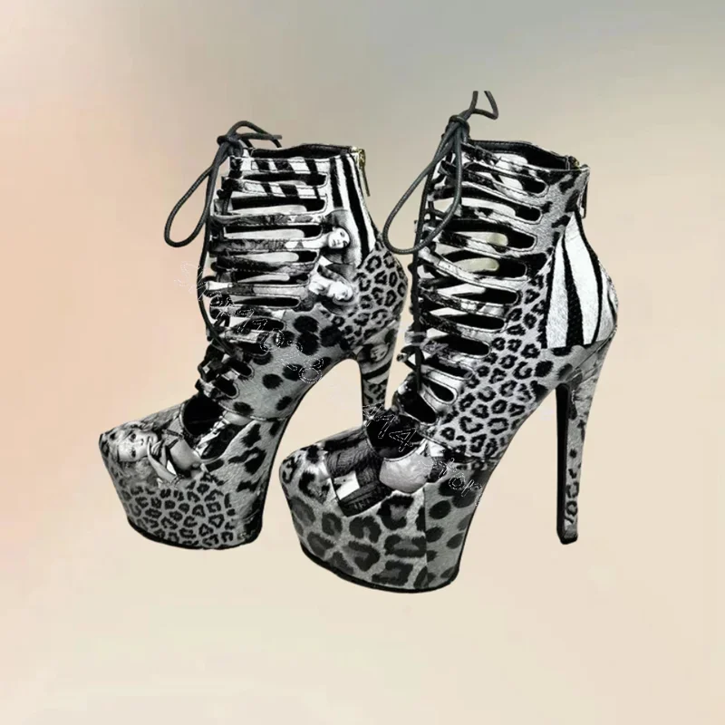 Gray Leopard Print Strappy Platform Ankle Boots Back Zipper Women Shoes Thin High Heels Party Banquet 2024 Zapatos Para Mujere
Gray Leopard Print Strappy Platform Ankle Boots Back Zipper Women Shoes Thin High Heels Party Banquet 2024 Zapatos Para Mujere