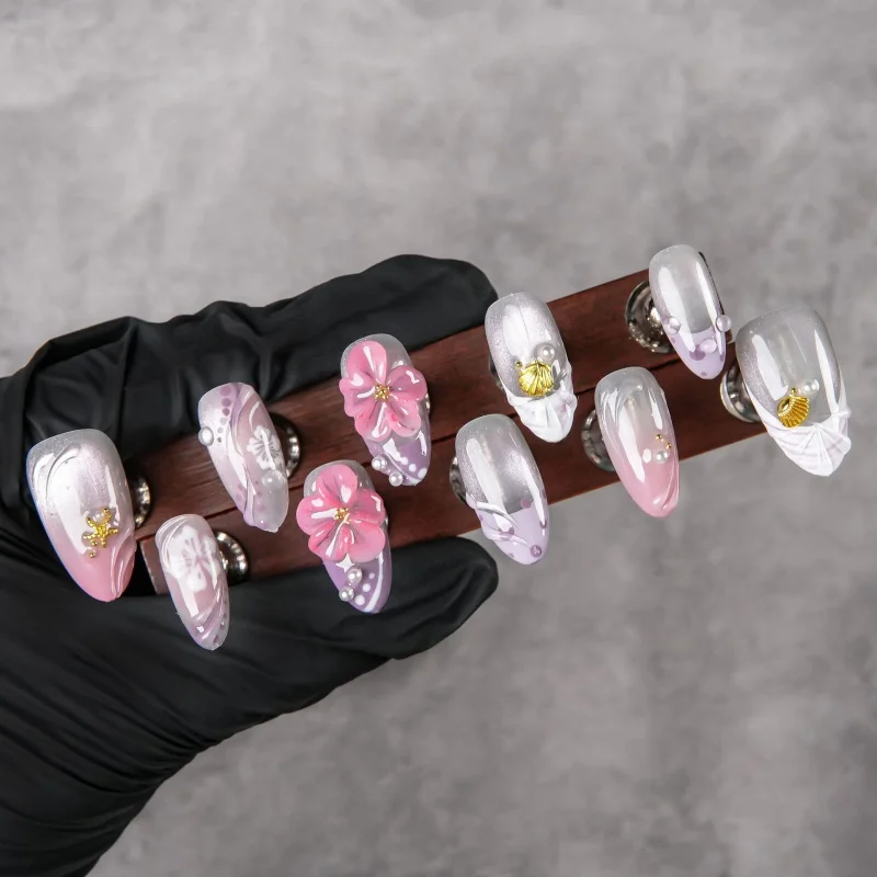 Pink Purple Gradient Almond Press On Nails Handmade 3D Flower Starfish Shell Pearl Wave Summer Beach Gentle Reusable False Nail
Pink Purple Gradient Almond Press On Nails Handmade 3D Flower Starfish Shell Pearl Wave Summer Beach Gentle Reusable False Nail