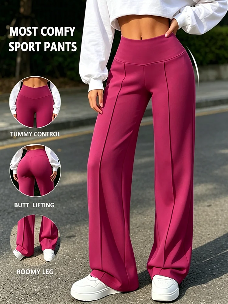Women's high-waisted wide-leg pants, straight-leg casual sports trousers, medium stretch fabric, fashionable and elegant design
Women's high-waisted wide-leg pants, straight-leg casual sports trousers, medium stretch fabric, fashionable and elegant design