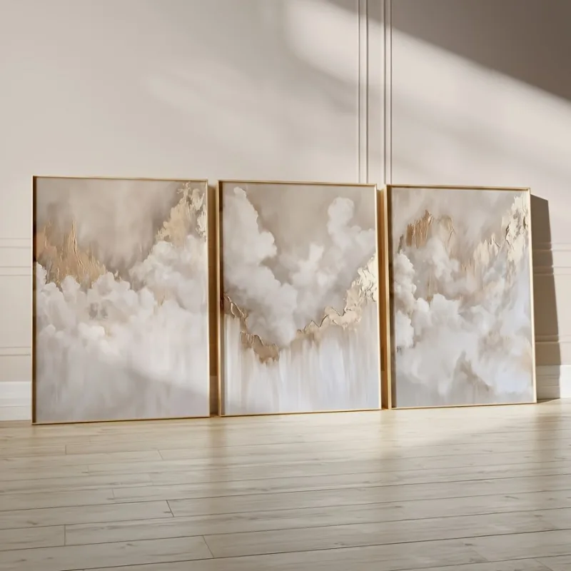3pcs Beige Art Triptych Prints, Golden Cloud Abstract Modern Wall Art, Unframe Soft Tone Artwork, Romantic Art Poster Room Decor
3pcs Beige Art Triptych Prints, Golden Cloud Abstract Modern Wall Art, Unframe Soft Tone Artwork, Romantic Art Poster Room Decor