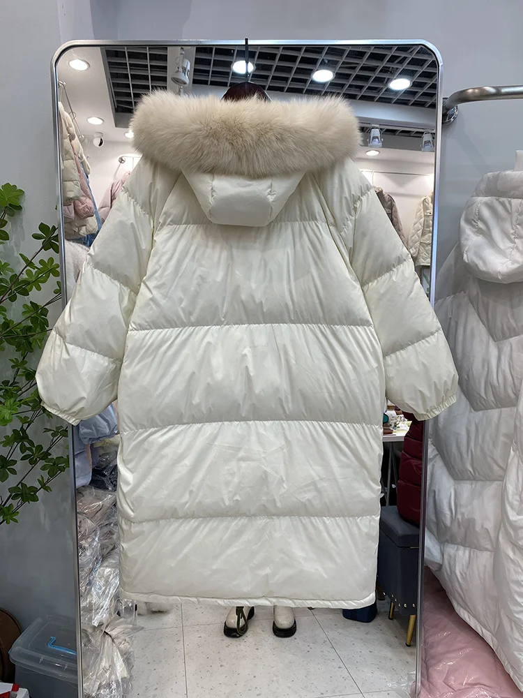 Women 2023 Big Fox Fur New Winter Hooded Puffer Jacket Long Warm Parkas Female Casual Lightweight White Duck Down Coat
Women 2023 Big Fox Fur New Winter Hooded Puffer Jacket Long Warm Parkas Female Casual Lightweight White Duck Down Coat