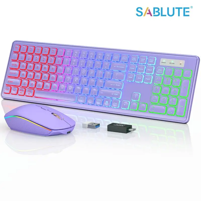 Wireless Keyboard and Mouse Combo(Not Bluetooth) - RGB Backlit, Rechargeable & Light Up Letters, 2.4GHz Keyboard Mouse
Wireless Keyboard and Mouse Combo(Not Bluetooth) - RGB Backlit, Rechargeable & Light Up Letters, 2.4GHz Keyboard Mouse