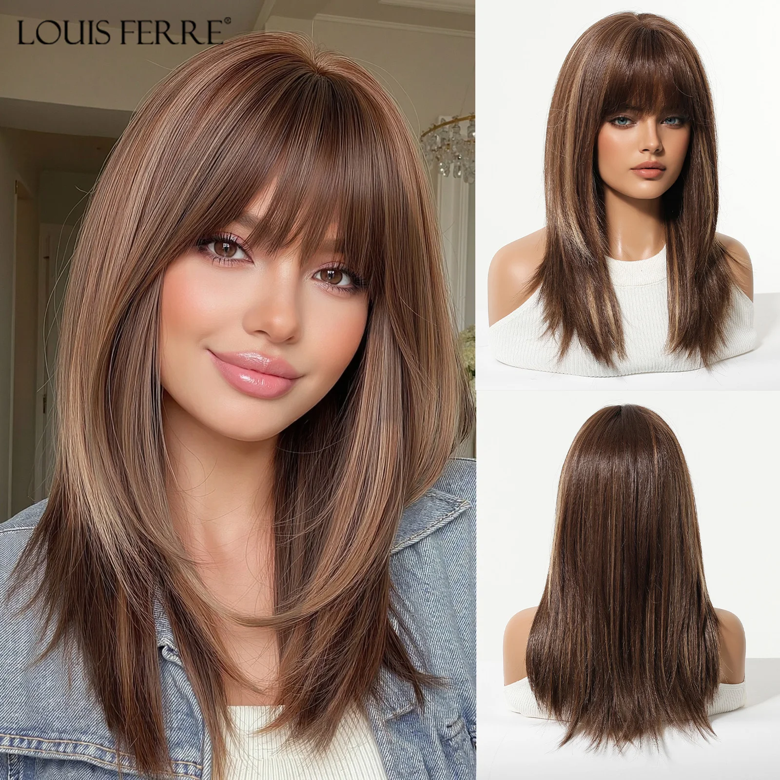 Длинные синтетические парики LOUIS FERRE с челкой для женщин, натуральные прямые многослойные парики из искусственных волос для вечеринок, косплея, коричневые, термостойкие
Длинные синтетические парики LOUIS FERRE с челкой для женщин, натуральные прямые многослойные парики из искусственных волос для вечеринок, косплея, коричневые, термостойкие
