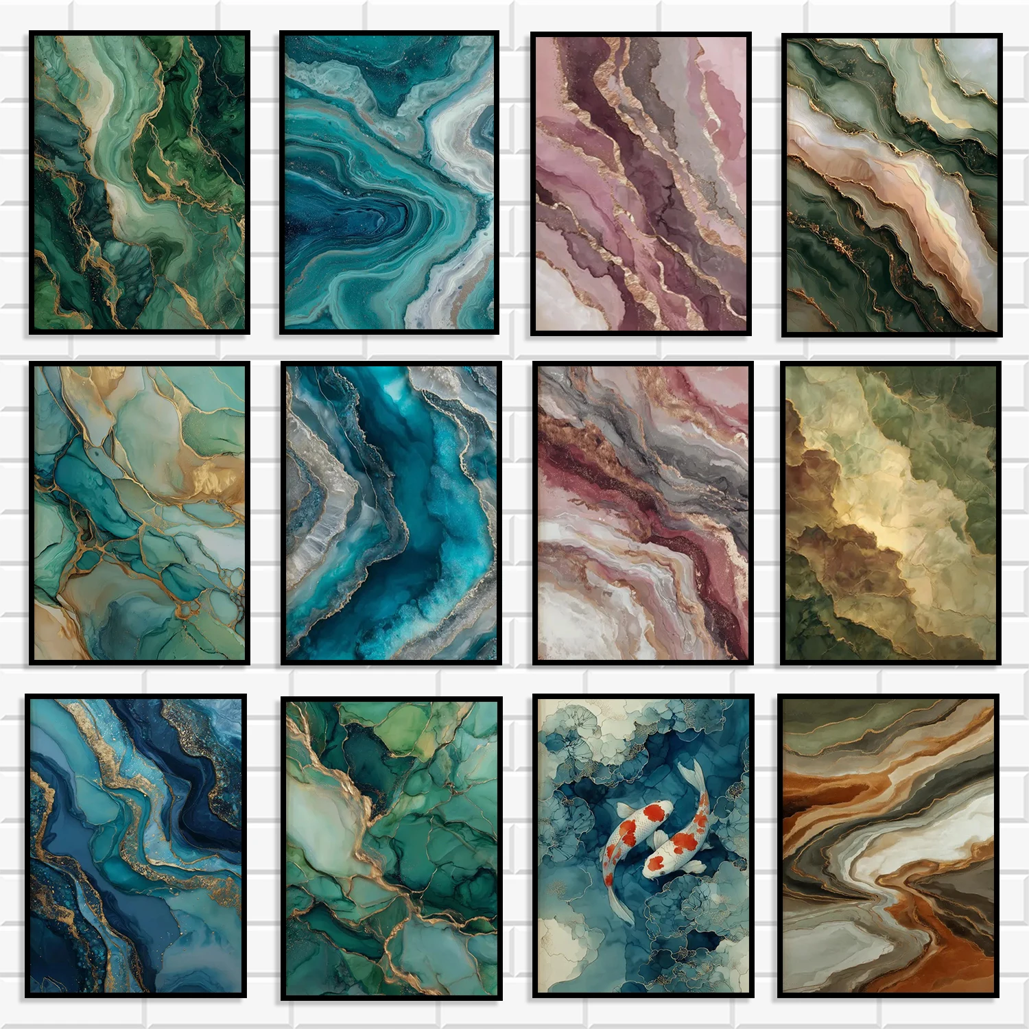 Modern Marble & Koi Fish Art Print Collection Gold Line Fluid Alcohol Ink Canvas Posters Luxury Agate Style Home Wall Decor
Modern Marble & Koi Fish Art Print Collection Gold Line Fluid Alcohol Ink Canvas Posters Luxury Agate Style Home Wall Decor