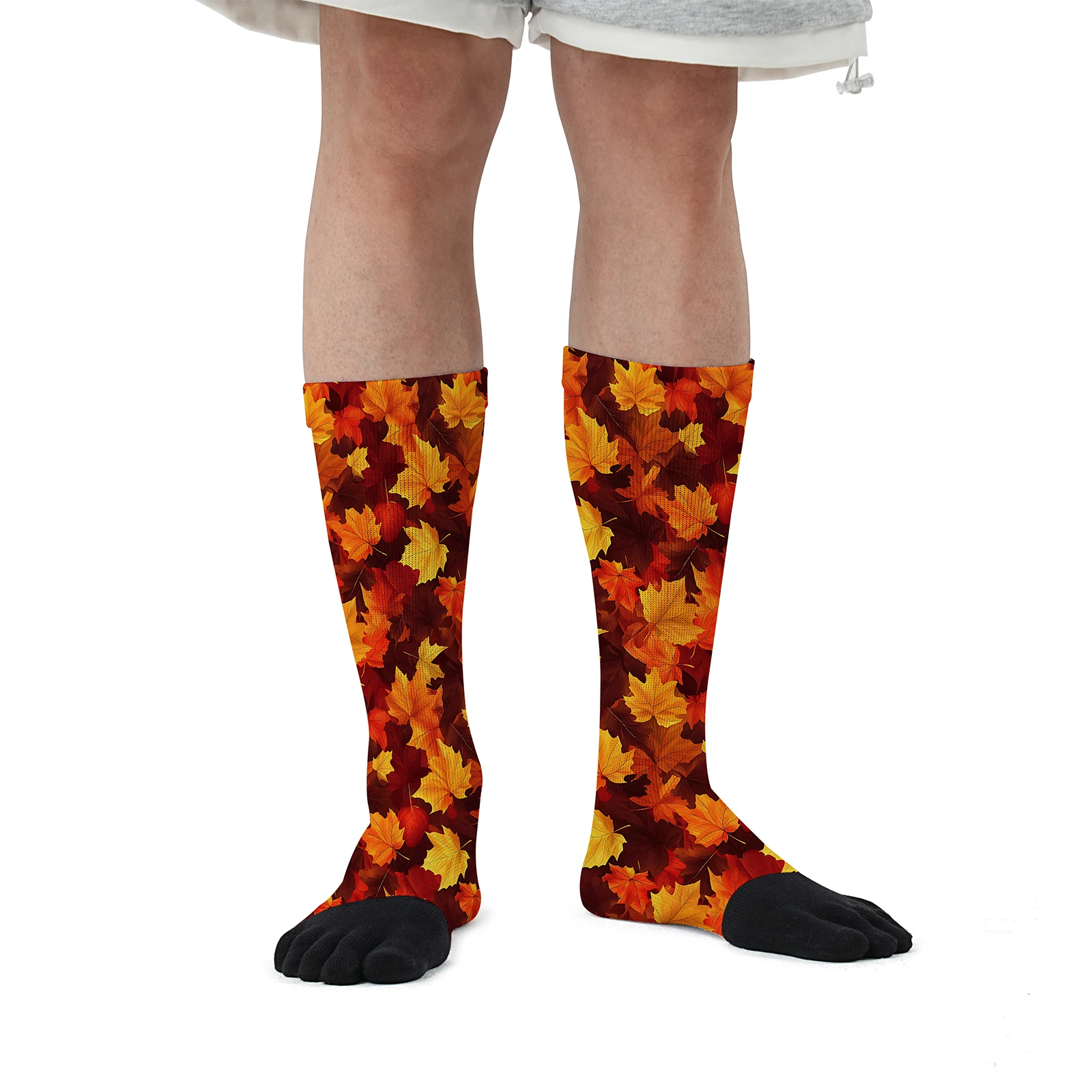 1 pair of red and yellow maple Leaf Mosaic print personality mid-tube sports fashion five-finger socks party elastic
1 pair of red and yellow maple Leaf Mosaic print personality mid-tube sports fashion five-finger socks party elastic