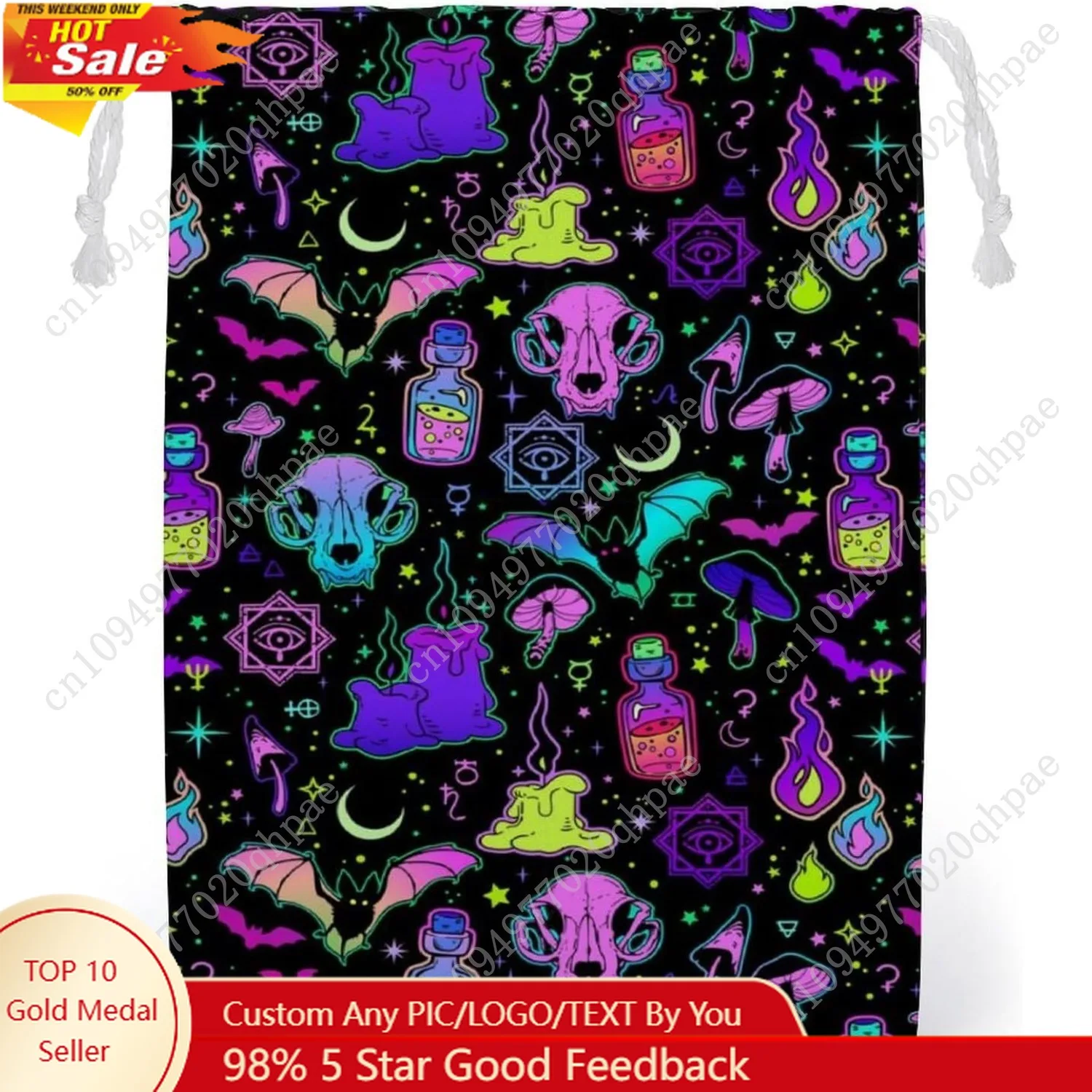 Gothic Magic Witch Witchy Canvas Drawstring Storage Bag Double-sided Printing 12 * 18cm
Gothic Magic Witch Witchy Canvas Drawstring Storage Bag Double-sided Printing 12 * 18cm