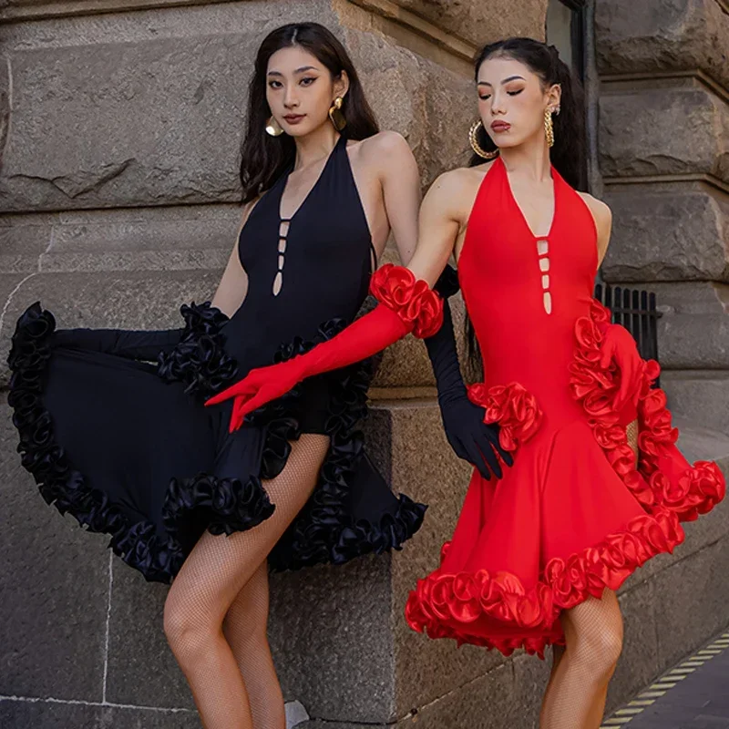 New Latin Dance Performance Costume Women Floral Halter Neck Prom Party Dress Adult Cha Cha Rumba Dance Dress Competition Dress
New Latin Dance Performance Costume Women Floral Halter Neck Prom Party Dress Adult Cha Cha Rumba Dance Dress Competition Dress