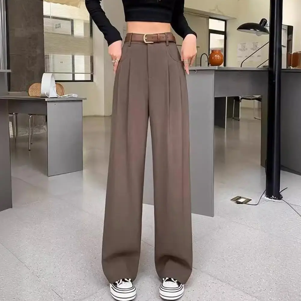 Women Trousers Stylish High Waist Office Lady Trousers with Pockets Solid Color Wide Leg Suit Pants for Women Soft Breathable
Women Trousers Stylish High Waist Office Lady Trousers with Pockets Solid Color Wide Leg Suit Pants for Women Soft Breathable