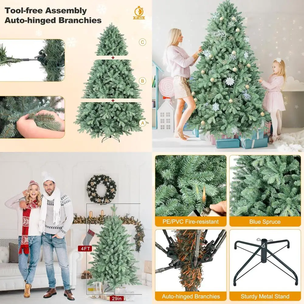 Рождественская елка из синей ели из полиэтилена/ПВХ длиной 4 фута с огнестойкими наконечниками 522, складная основа для легкой настройки и праздничного декора
Рождественская елка из синей ели из полиэтилена/ПВХ длиной 4 фута с огнестойкими наконечниками 522, складная основа для легкой настройки и праздничного декора