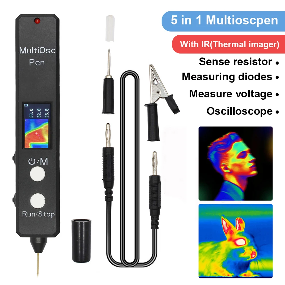 5-in-1 MultiOscPen High-precision Oscilloscope Tester With Infrared Thermal Imager,Resistance&Diode&Voltage Detection Pen
5-in-1 MultiOscPen High-precision Oscilloscope Tester With Infrared Thermal Imager,Resistance&Diode&Voltage Detection Pen