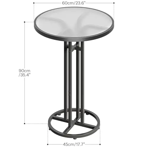 Modern 23.6 Inch Round Frosted Glass Bar Table With Black Iron Frame, Adjustable Leveling Feet, For Indoor And Outdoor Use
Modern 23.6 Inch Round Frosted Glass Bar Table With Black Iron Frame, Adjustable Leveling Feet, For Indoor And Outdoor Use