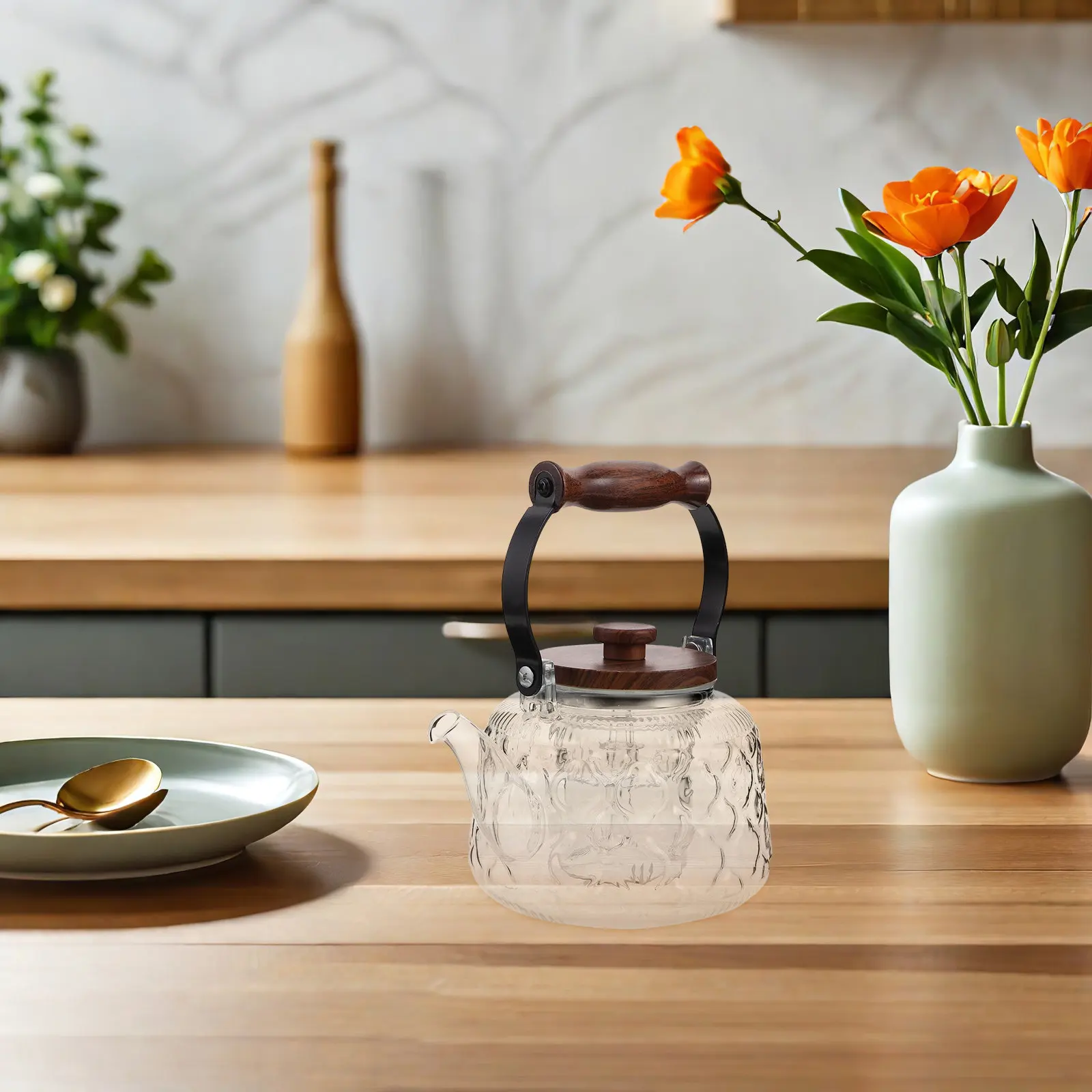 1000Ml Vintage-Inspired Heat-Resistant Clear Glass Teapot for Stovetop Boiling and Tea Brewing with Comfortable Handle
1000Ml Vintage-Inspired Heat-Resistant Clear Glass Teapot for Stovetop Boiling and Tea Brewing with Comfortable Handle