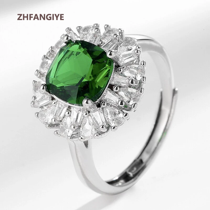 ZHFANGIYE Elegant Women Rings with Emerald Zircon Accessories 925 Silver Jewelry for Wedding Party Engagement Gift Finger Ring
ZHFANGIYE Elegant Women Rings with Emerald Zircon Accessories 925 Silver Jewelry for Wedding Party Engagement Gift Finger Ring