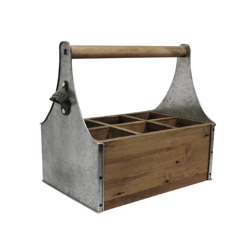 Rustic Wood & Metal Storage Caddy with Handle, Vintage Distressed Organizer for Bottles, Tools, Garden & Home Decor
Rustic Wood & Metal Storage Caddy with Handle, Vintage Distressed Organizer for Bottles, Tools, Garden & Home Decor