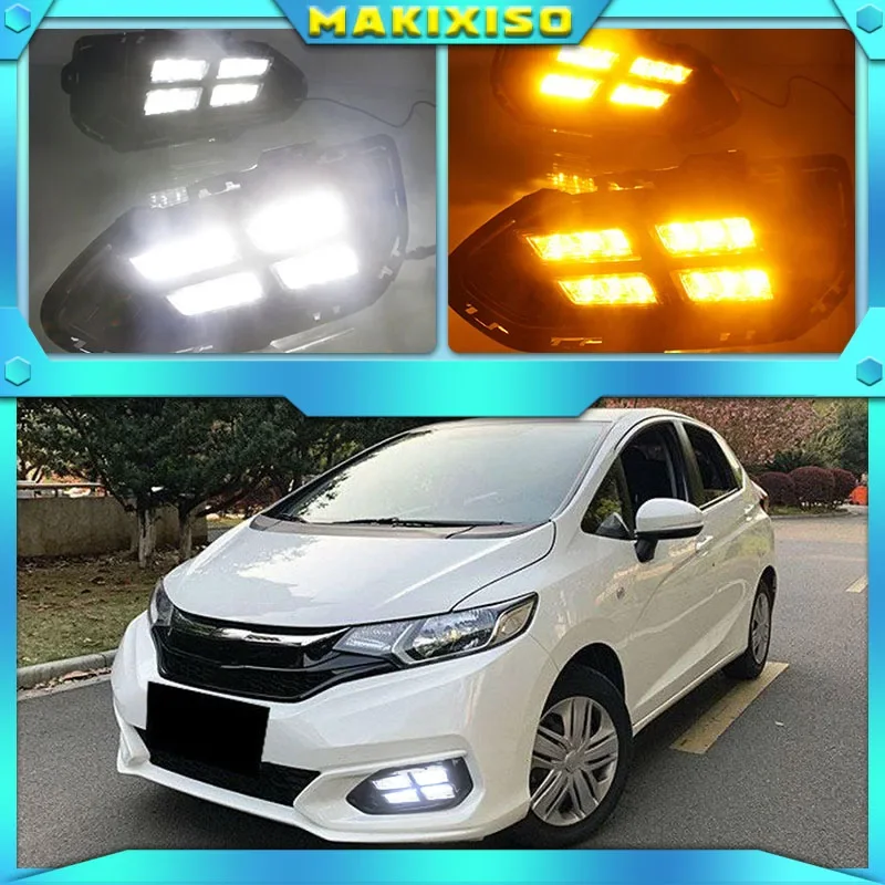 2pcs LED DRL Daytime Running Lights Daylight Fog Lamp Cover With Turn signal lamp For Honda jazz fit 2018 2019
2pcs LED DRL Daytime Running Lights Daylight Fog Lamp Cover With Turn signal lamp For Honda jazz fit 2018 2019