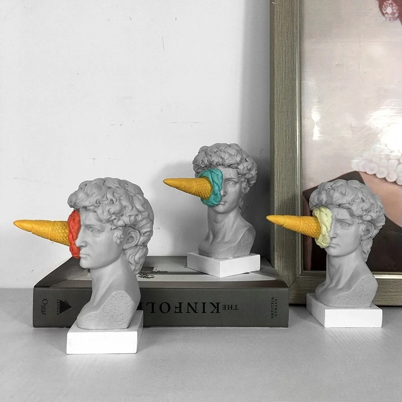Ice cream smashing David sculpture European modern simple bedroom living room entrance desktop decoration ornament
Ice cream smashing David sculpture European modern simple bedroom living room entrance desktop decoration ornament