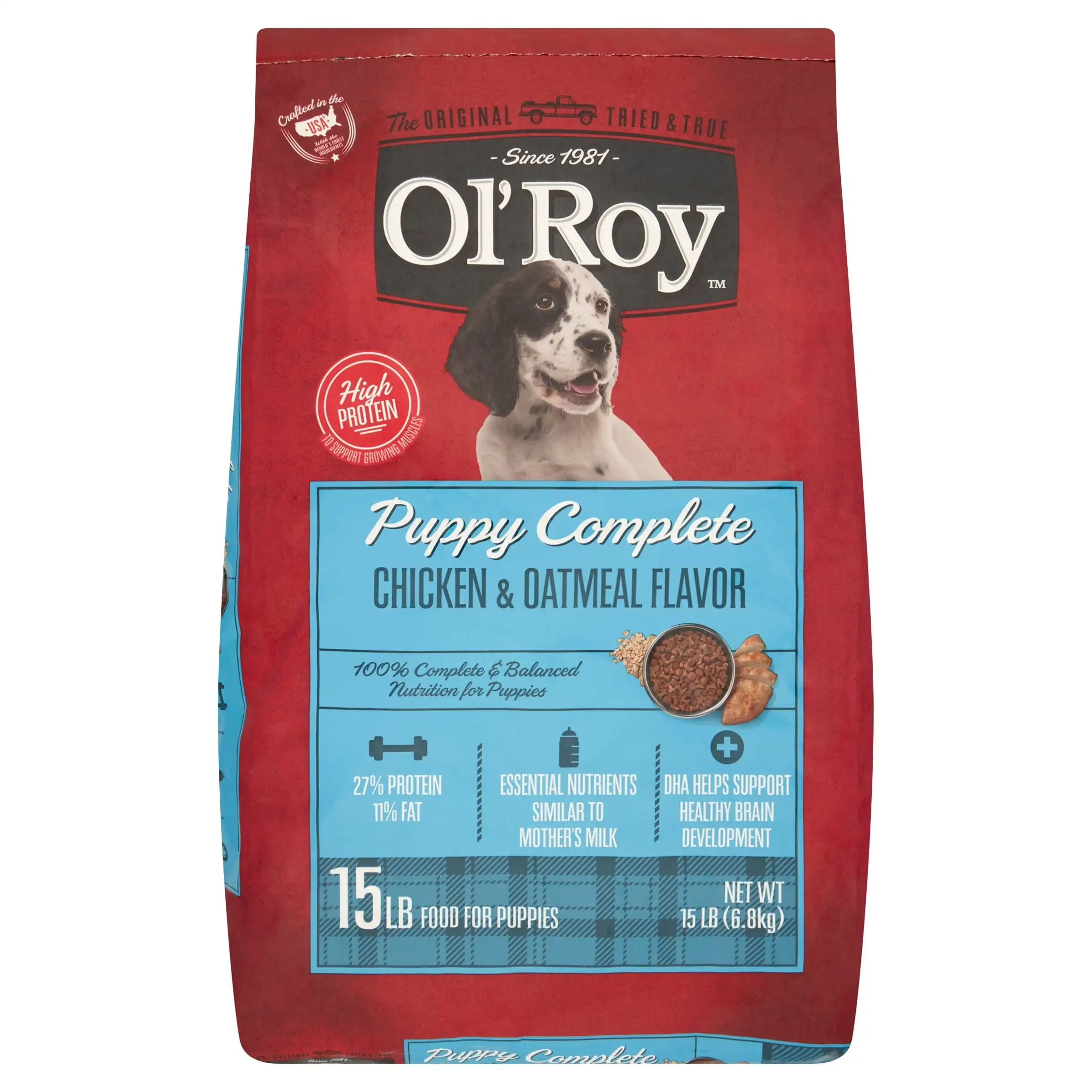 Puppy Complete Chicken & Oatmeal Flavor Dry Dog Food for Puppies, 15 lbs (1 pack)
Puppy Complete Chicken & Oatmeal Flavor Dry Dog Food for Puppies, 15 lbs (1 pack)